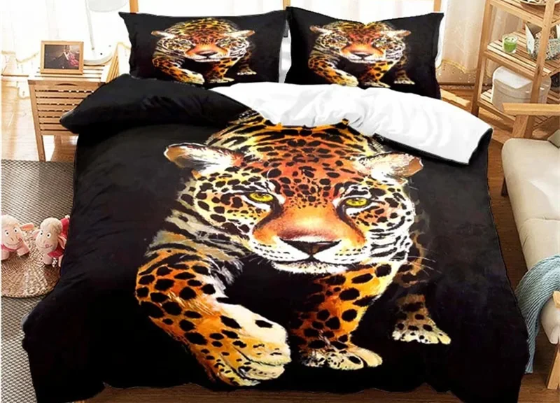 

Animal Leopard Pattern Duvet Cover Set Bedding for Adult Kids Full Size Bed Set Comforter Cover,1 Duvet Cover and 2 Pillow Shams