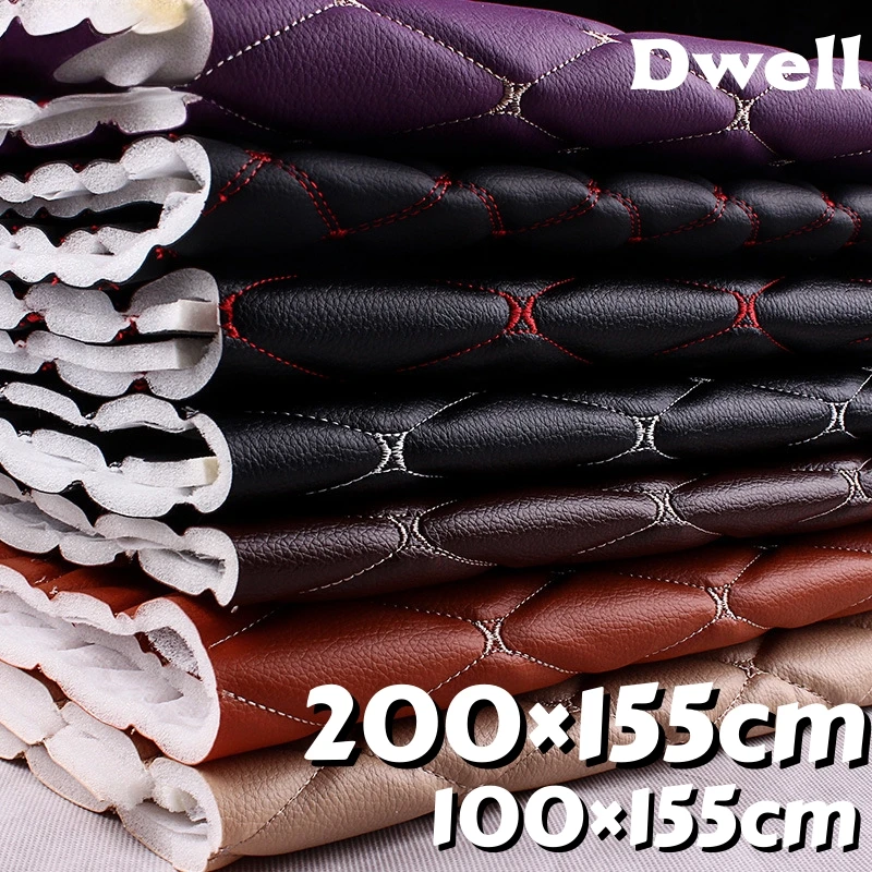

Artificial PU Leather Fabric Thick Quilted PVC Leather for Car Interior Ceiling Lining Fabrics Sponge Backed DIY Craft Material
