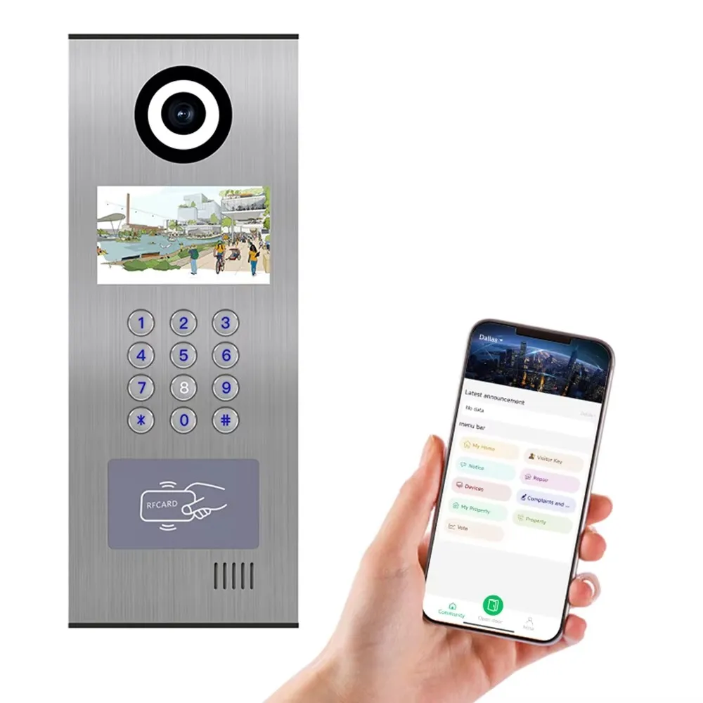 V533Multi-Unit Bluetooth Video Intercom System with APP & Cloud Platform Door Phone Access Control Metal Casing