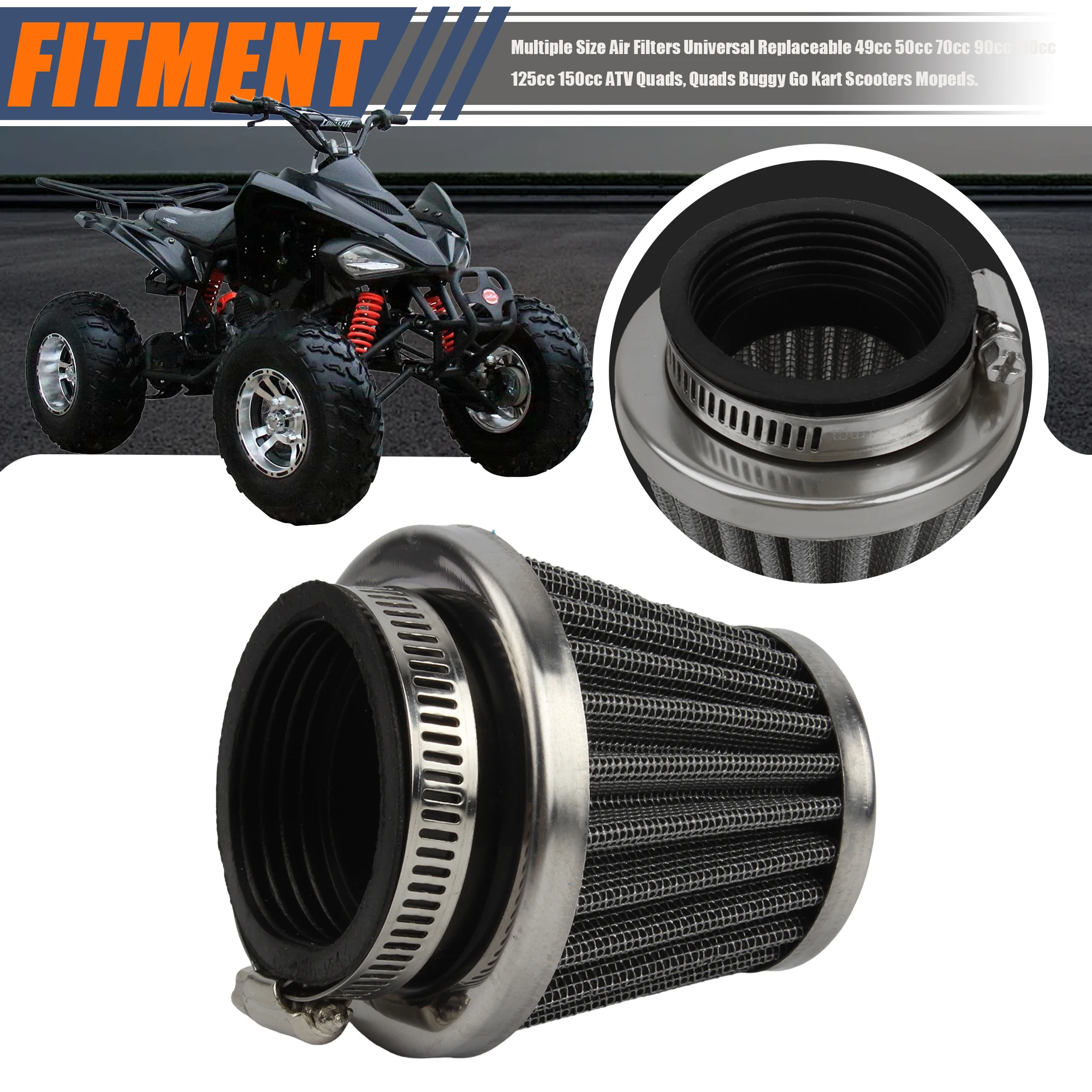 35 mm Motorrad-Luftfiltersysteme für 50 70 cc 90 cc 110 cc 125 cc Universal ATV Pit Dirt Bike Go Kart Quad Motocross Zubehör