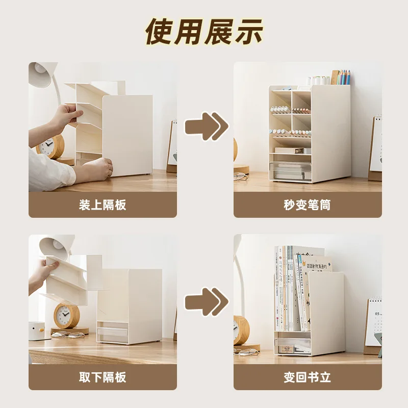 حامل كتب الطالب مع درج رف الكتب المكتبي رف الكتب رف تخزين الكتب مشبك كتب الطالب في المدرسة الثانوية من البلاستيك #5