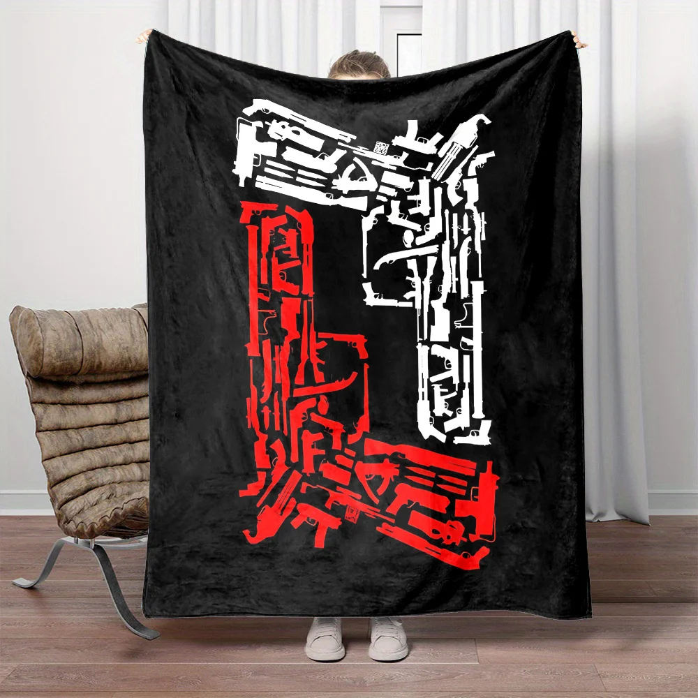Stylized Graphic Contrast Color Line Composition Pattern Flannel Blanket Light Cover Couch Bed Daily Household Home Usage Ideas
