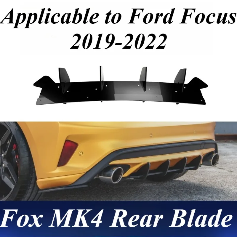 

For Ford Focus ST MK4 2019-2022 Rear Bumper Lip Diffuser Spoiler ABS Plastic Exterior Parts Styling Car Body Kits Accessories