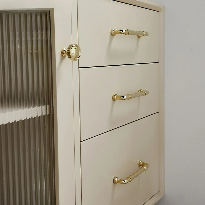 Personalized French Style Shiny Gold Light Luxury Brass Drawer Handle, Modern Minimalist Cabinet Wardrobe Handle
