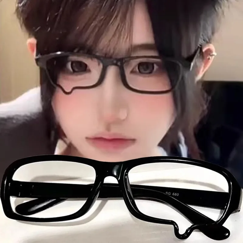 2025 Y2K جديد أنيمي البكاء يقطر الدموع نظارات للجنسين إطار نظارات أسود ريترو Kawaii موضة هالوين تأثيري اكسسوارات