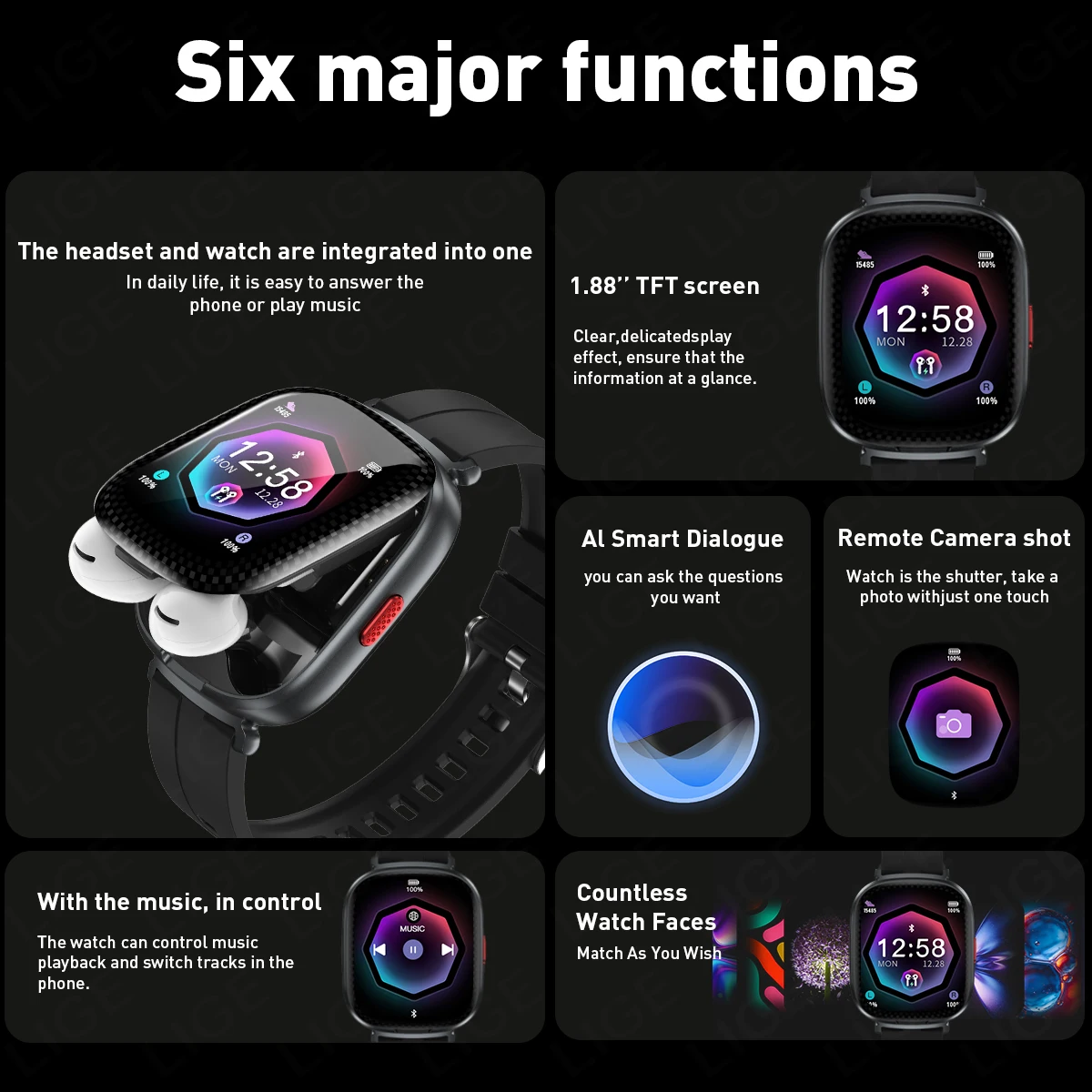2 In 1 TWS Headset Smart Watch Men Sport Fitness Watches AI Translation Earphone Noise Reduction Music Smartwatch Women