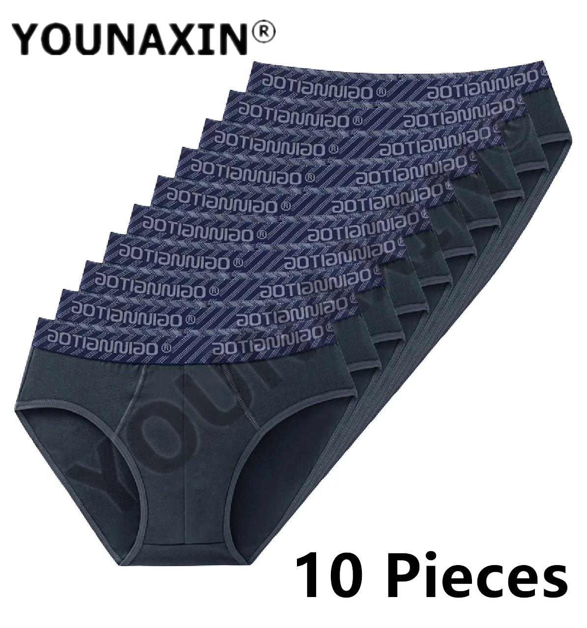 YOUNAXIN 10 Pieces/Lot Men\'s Panties Cotton Briefs Breathable Undies Panties Underwear Comfortable Underpants Knickers