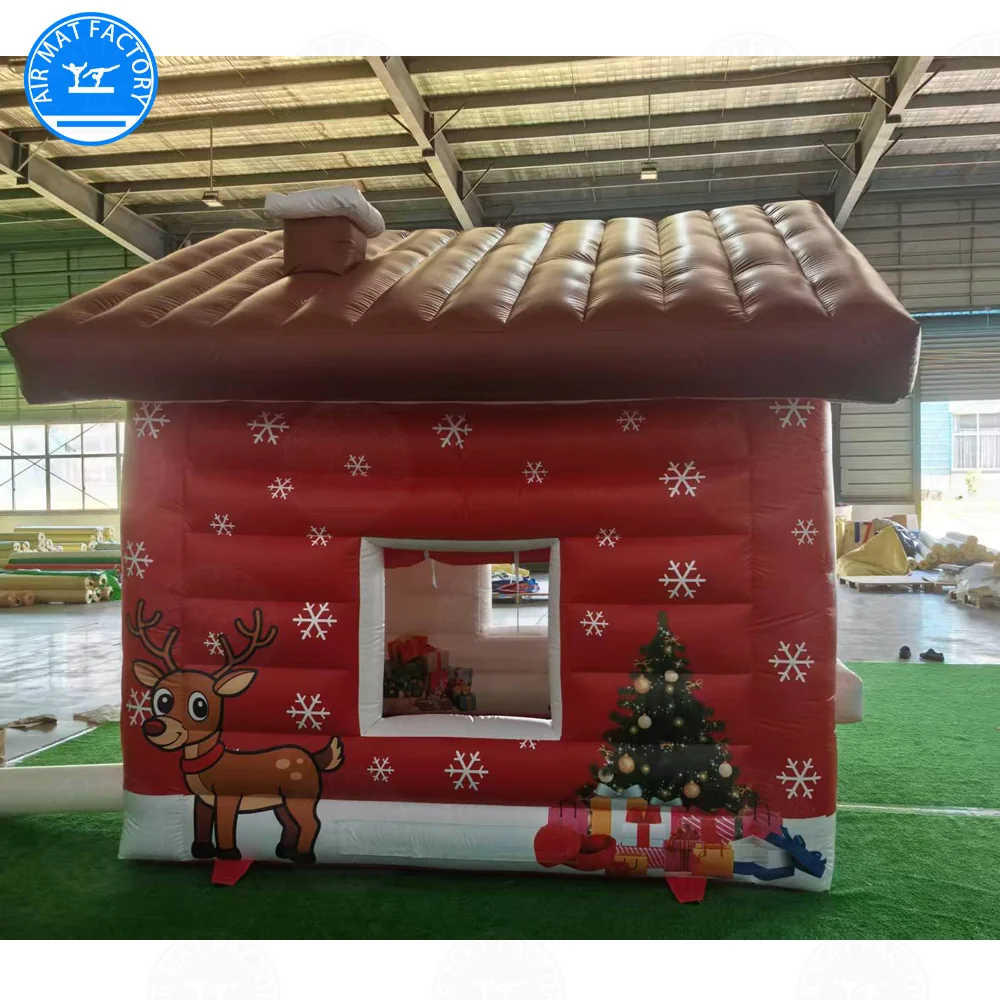 어린이를 위한 크리스마스 풍선 놀이터 - 산타 눈사람 테마 파티 성, 실내외 축제 놀이 센터 텐트