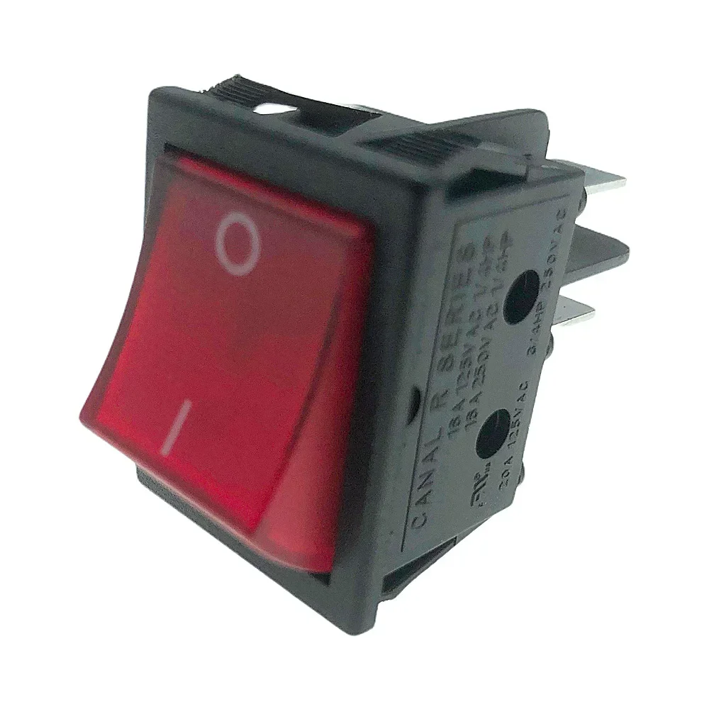 4 Pin Rocker Switch Canal R Series Red Illuminated Double Pole 20A 16A