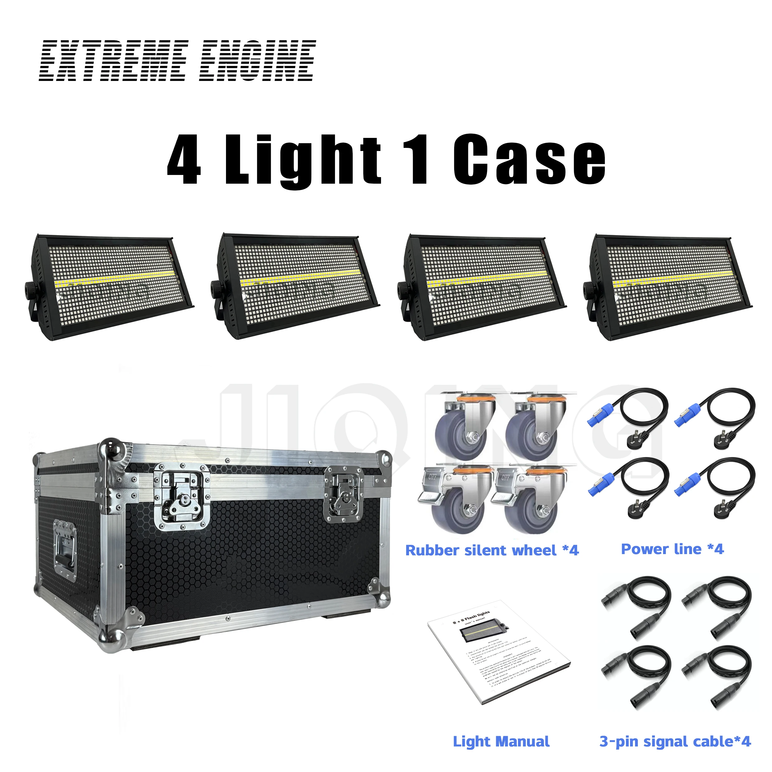

4 light 1case 200W LEDRGBW 4in1 48 Partition Strobe Light White 8000K DMX Super Bright Dj Wash wedding Bar Strobe Stage Lighting