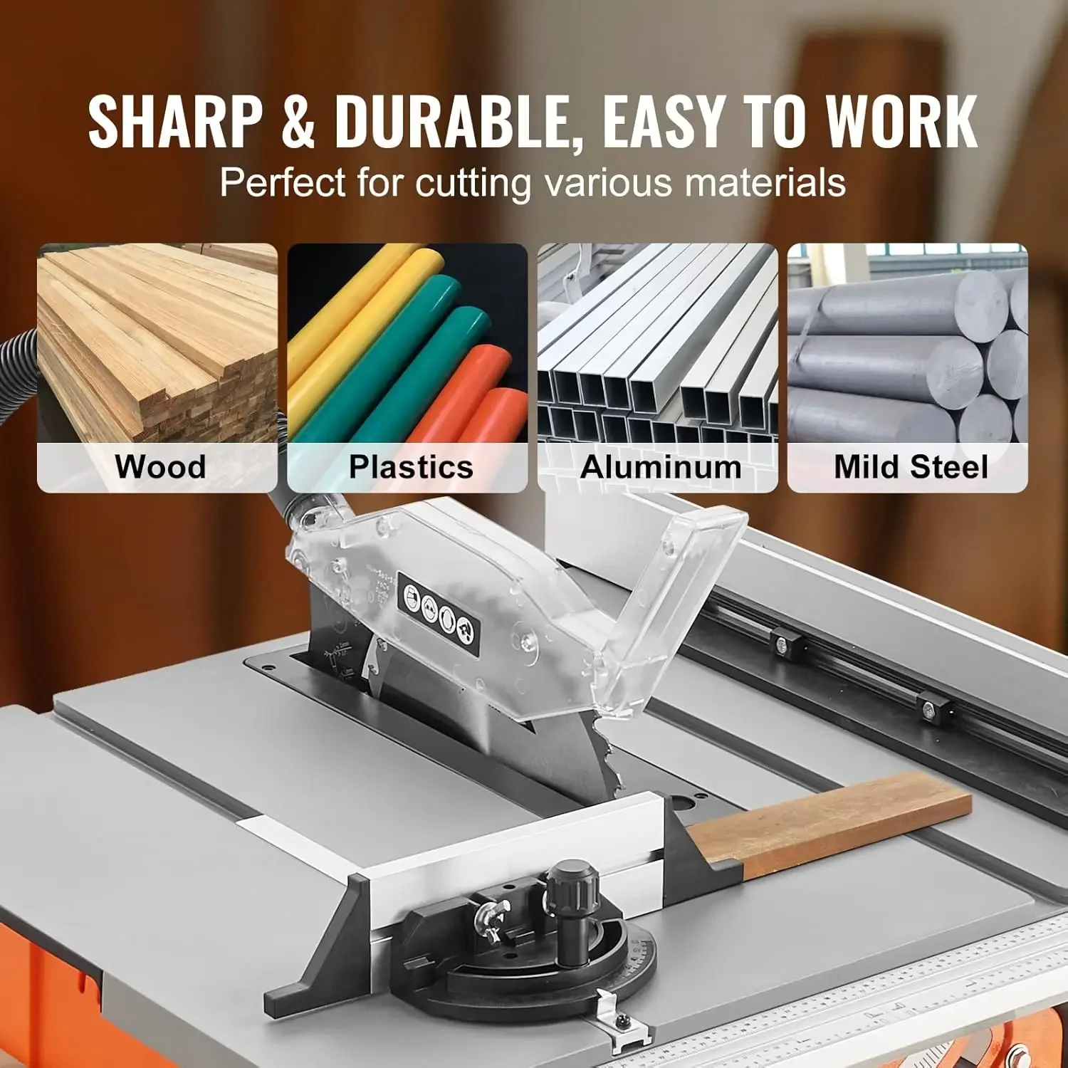10-Inch 15-Amp Table Saw with Stand 25-In Max Rip Capacity 5000RPM 40T Blade for Woodworking Furniture Making