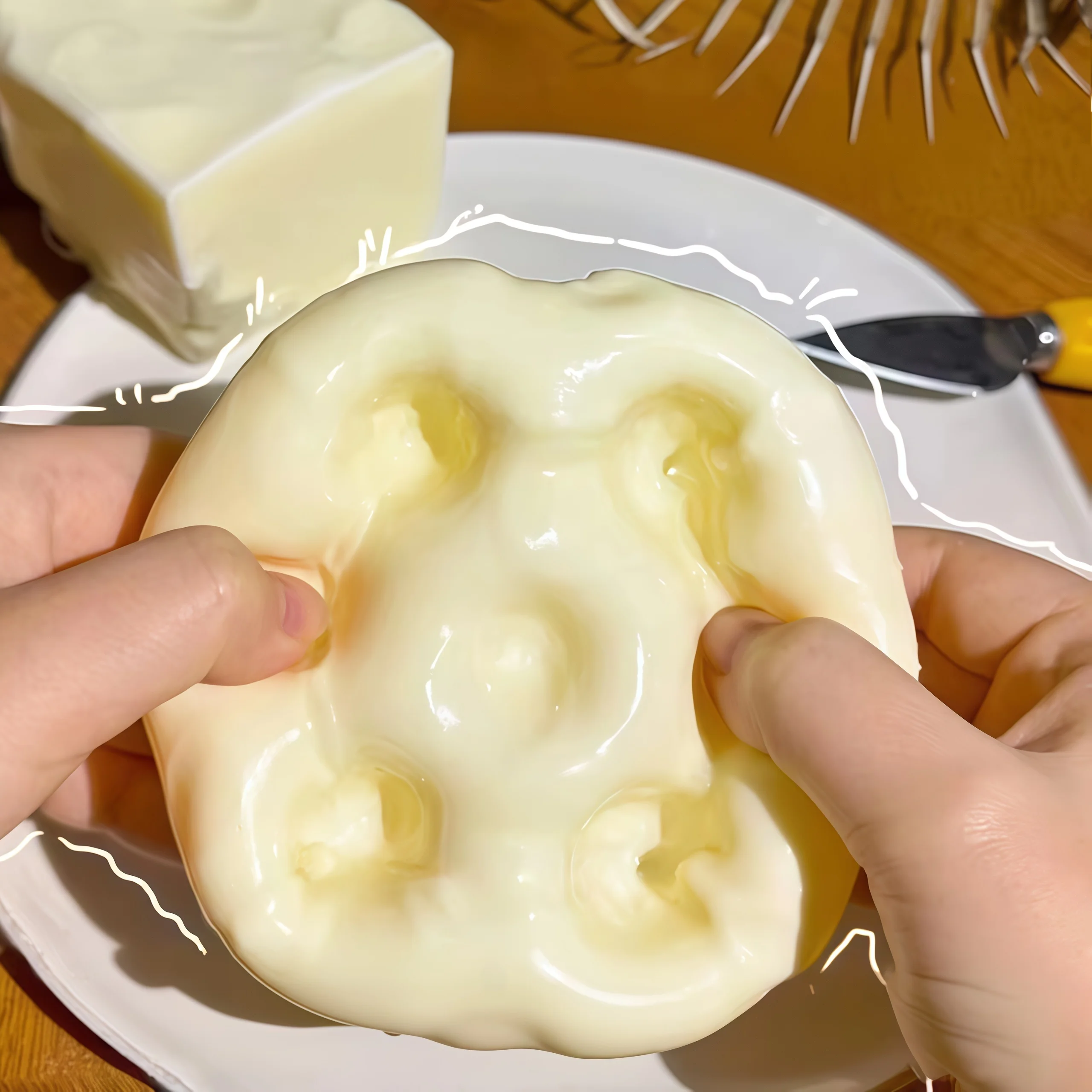 Block Filled Cheese Decompression Toy Adhd Crispy Squeezing Square Cheese Asmr Round Block Filled Squeezing Decompression Toy