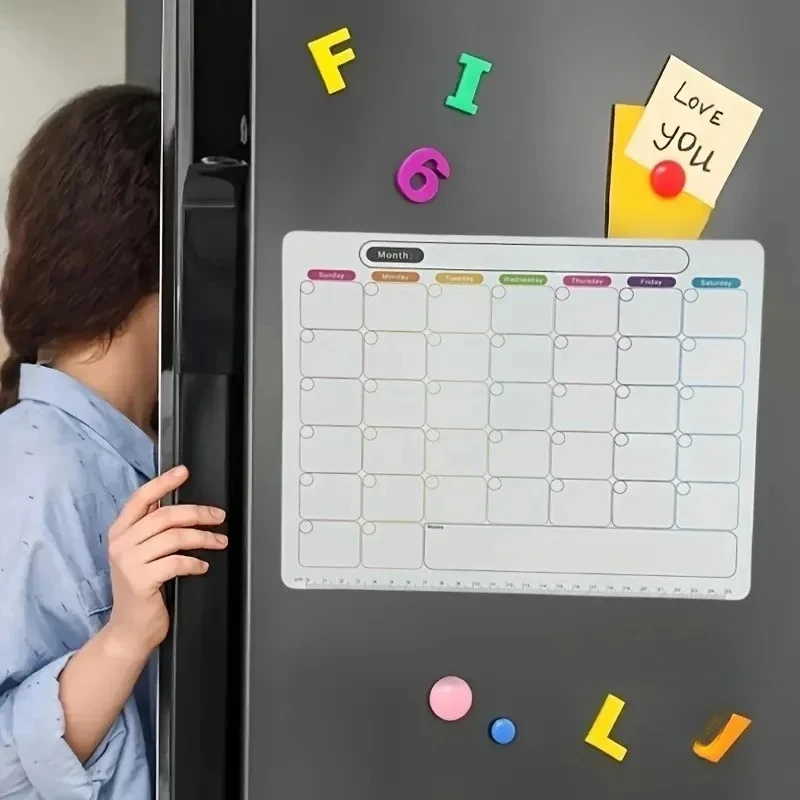 A Refrigerator Magnet ,Monthly And Weekly Planner, Magnetic Calendar Sticker, Soft Note Message Board image 4