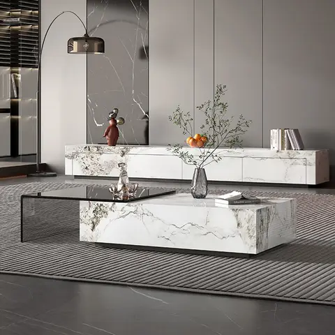 Floor Mount Glossy Tv Stand Large Heavy Marble Luxury Tv Stand Modern Drawers Meuble Television Salon Furniture Living Room