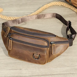 WESTAL Men's Genuine Leather Waist Packs Crazy Horse Leather Belt Bags for Phone, Travelling Crossbody Bags Man Fanny Pack 9044