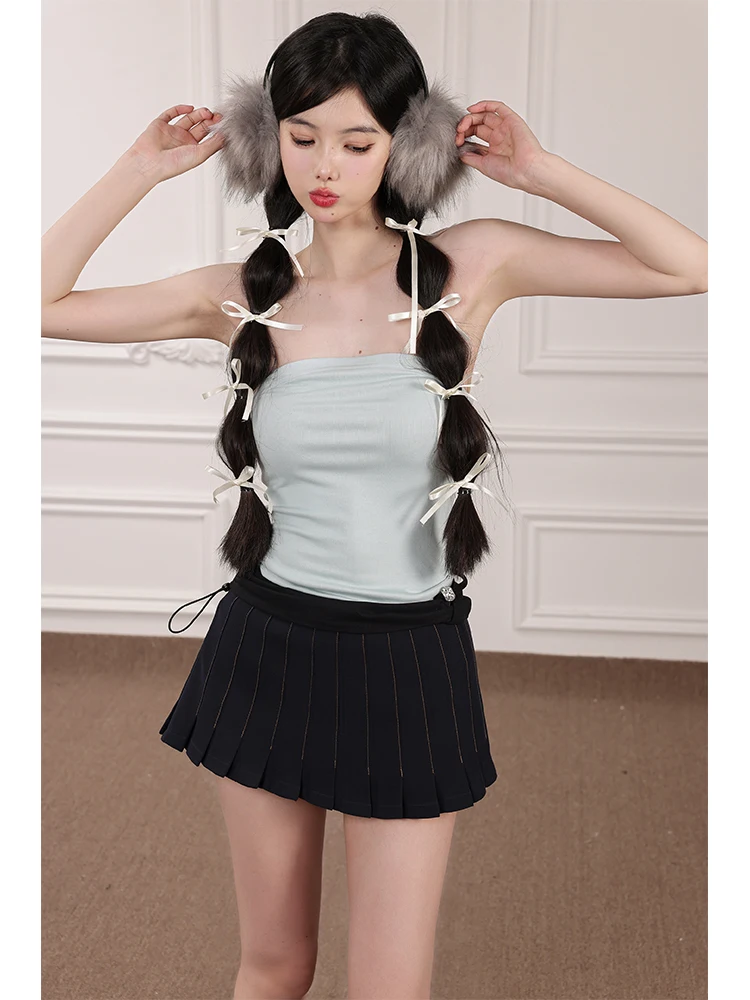 

High Waist A-Line Skirt Women's Spring New Sle One Head a Guo Midi Skirt k Blue Slimming ort Skirt for Young Girls