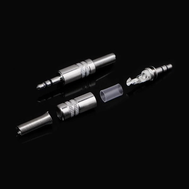 5 Pcs Metal 3.5mm 2 Ring 3P Stereo Plug Cable Solder Adapter Terminal for w