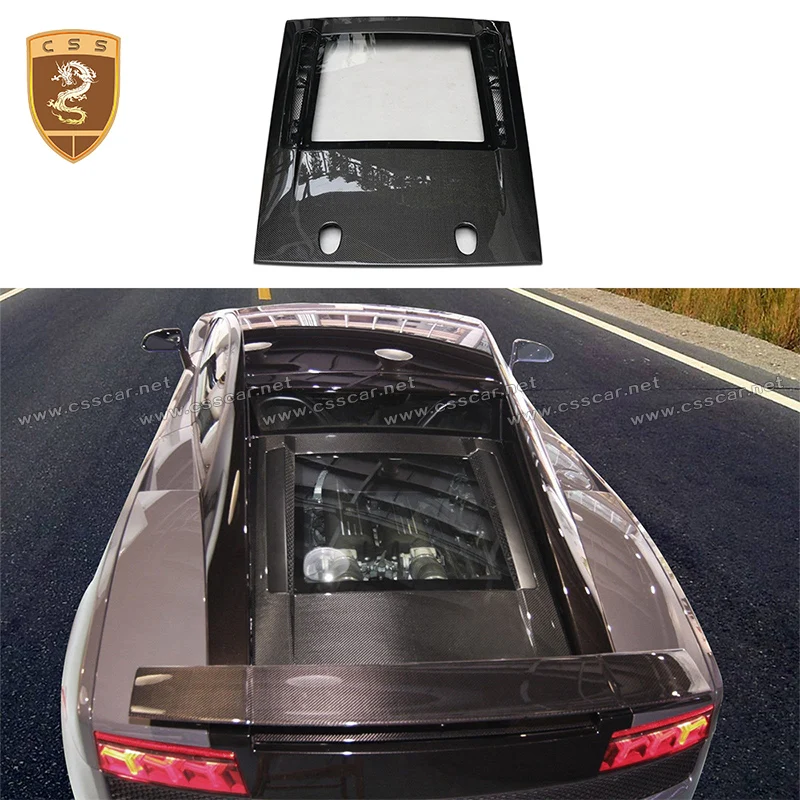Cubierta de Motor de Fibra de Carbono para Lamborghini LP550 LP560 LP570 Gallardo, Capó Trasero de Alta Configuración con Cristal Transparente