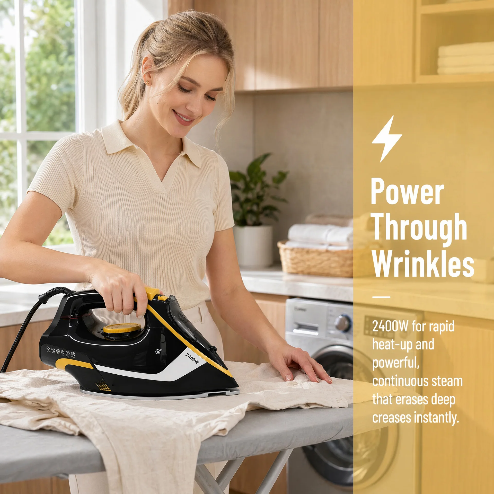 Cross-border 2400W household steam iron with anti-drip design, temperature control, and burst steam