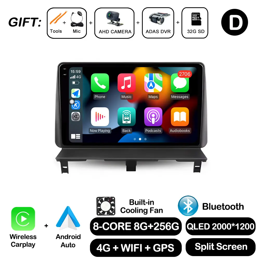 Draadloze Carplay Voor Peugeot Partner 1 2002-2008 Android Auto GPS Navi Autoradio Multimedia Speler Bluetooth WiFi DSP stereo