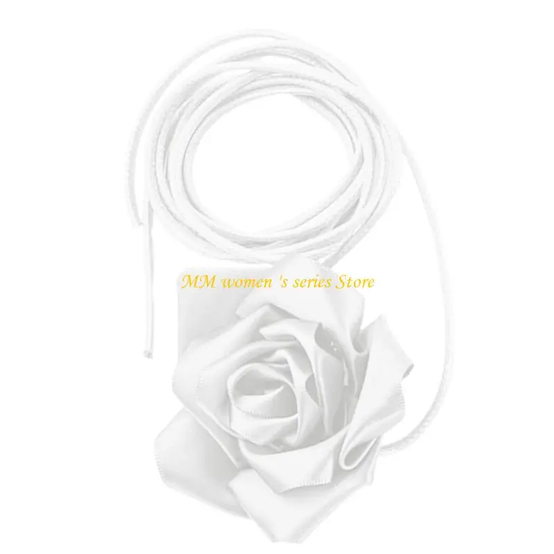 Q39C حزام الشريط الفاخر زهرة الورد قلادة قابلة للتعديل لمناسبة خاصة