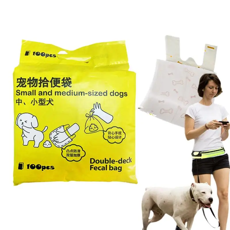 

Pet Waste Bags 100X Double Layer Dog Poop Waste Bags Leak-Proof Odor Control Flushable Holder For Walking Outdoor Puppy Travel