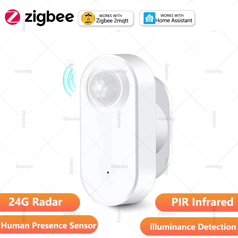 

Датчик присутствия человека Zigbee, радар MmWave 24G + яркость, PIR-детектор движения, работающий от батареи, поддержка Zigbee2mqtt, домашний помощник