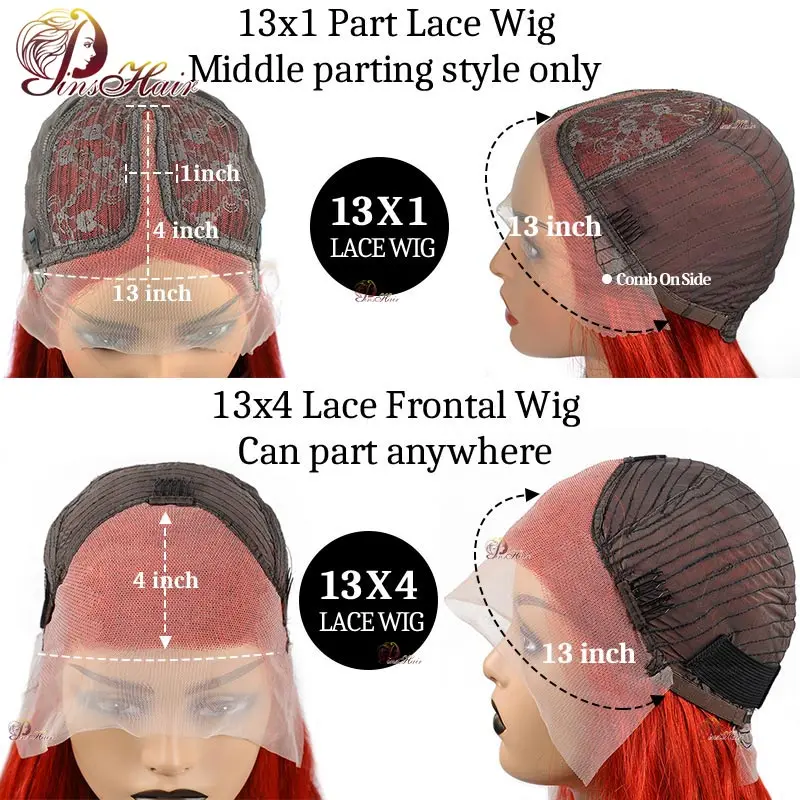 Red 13x4 Straight Lace Front Human Hair Wigs Pre-Plucked 99J Burgundy Transparent Lace Front Wig Hot Red Remy Human Hair Wig 180