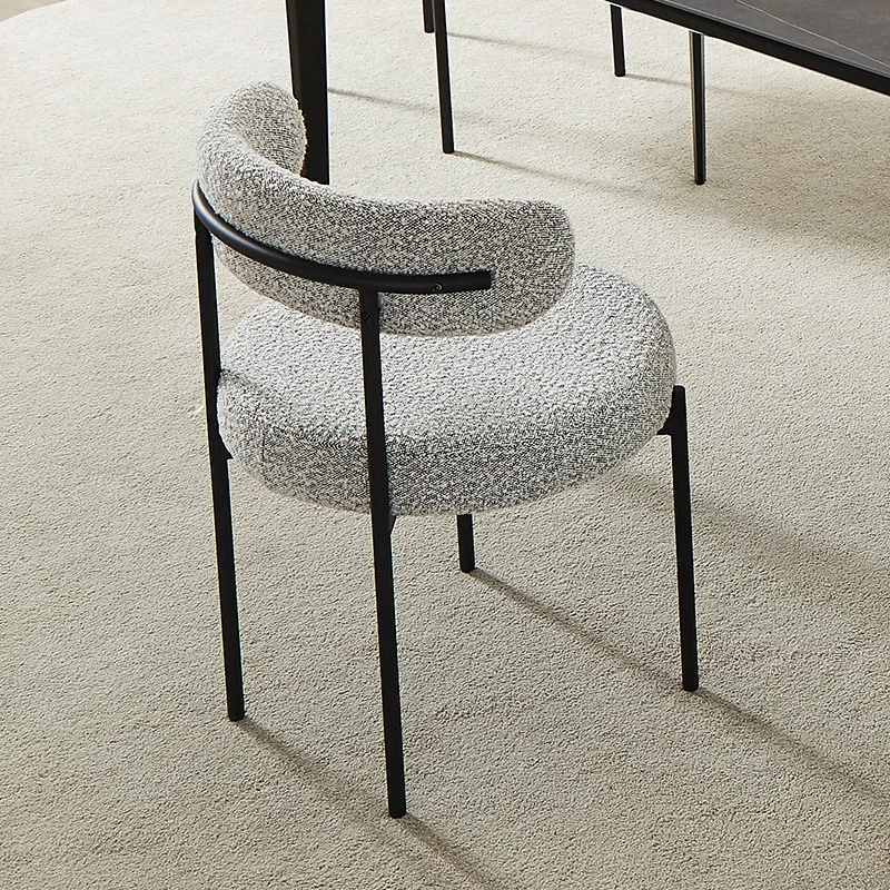 Wabi Sabi Backrest Dressing Chair Lamb Fleece Seat Cushion Fabric Dining Chair Household Makeup