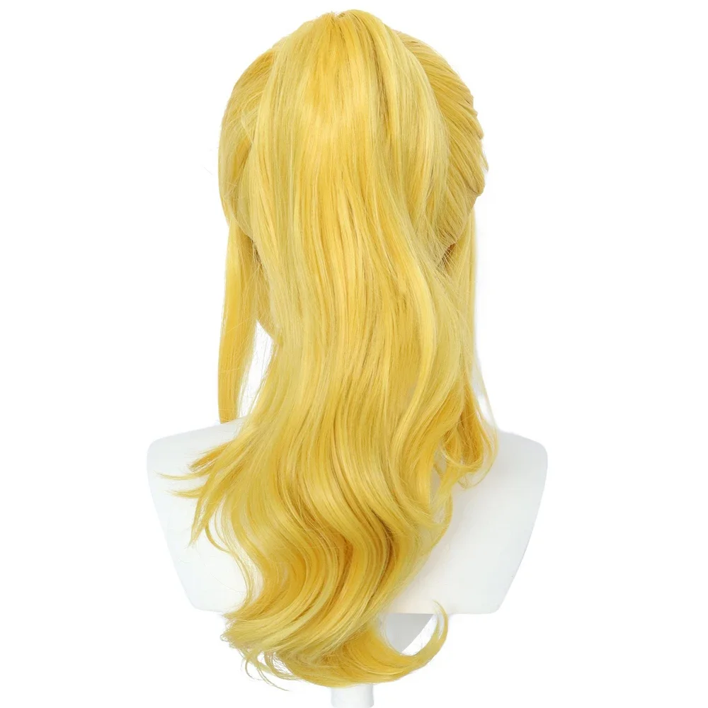 Princess Bowsette Cosplay Wig Gold Pigtail Peach Koopa Bowser Role Playing Adult Synthetic Hair Wigs