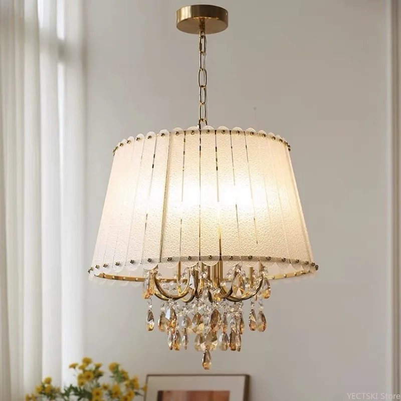 

American crystal restaurant glass chandelier bedroom study retro French design European living room light