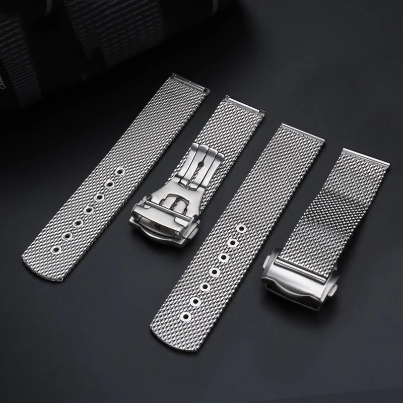 High quality Titanium steel 20mm Chain Strap For Omega 007 Seamaster Diver 300 Watch Band Replace Milanese Stainless Bracelet