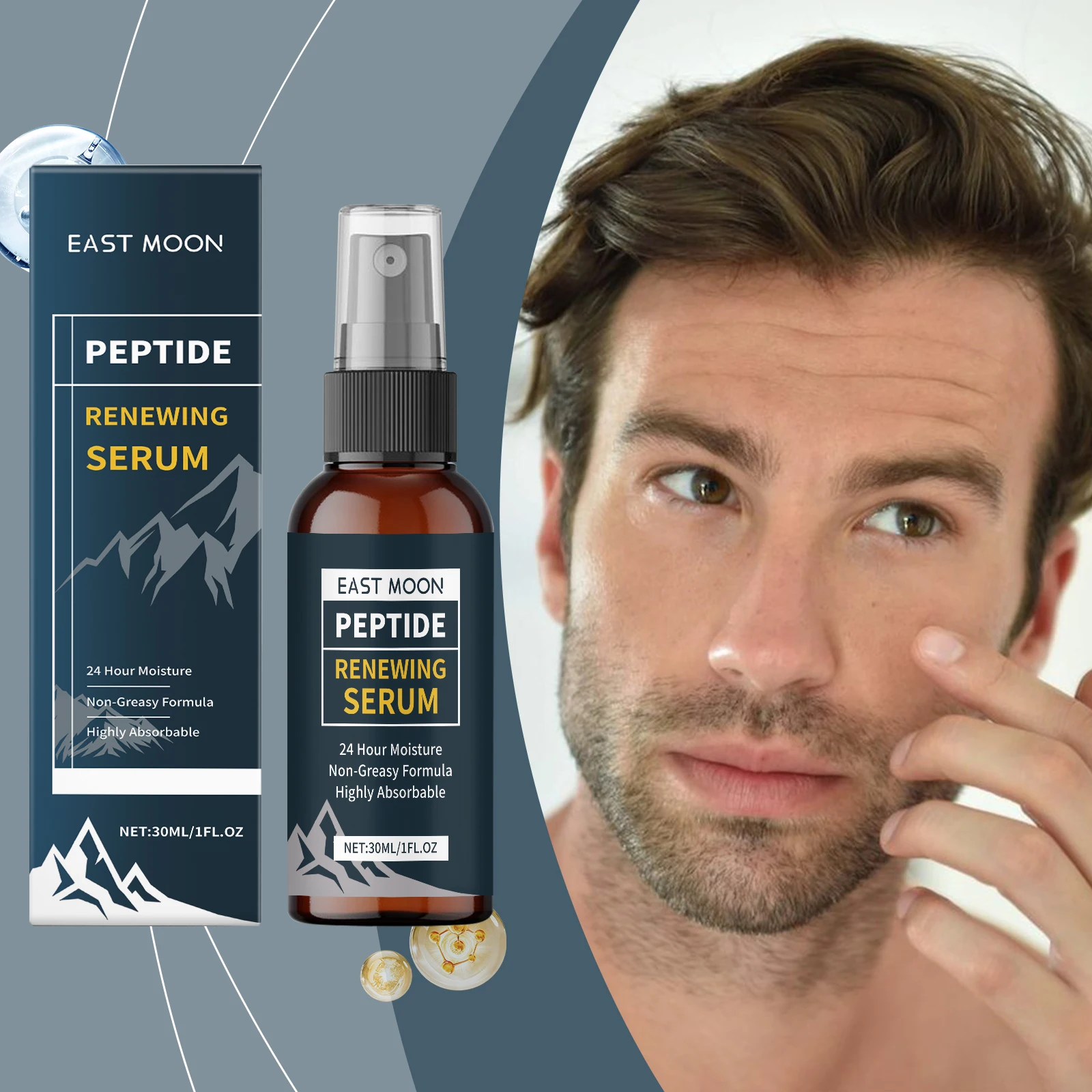 Men Renewing Serum Spray Hydrating & Firming Face Essence Wrinkle Reduction Shrink Pores Smoothing Tightening Skin Care