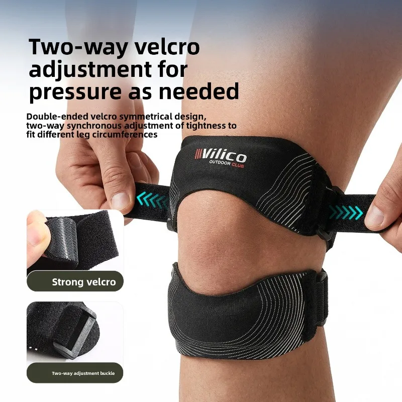 Men Women Sports Patella Knee Brace with Pressure Pad for Basketball Running Fitness Shock Absorption Adjustable Protective Gear