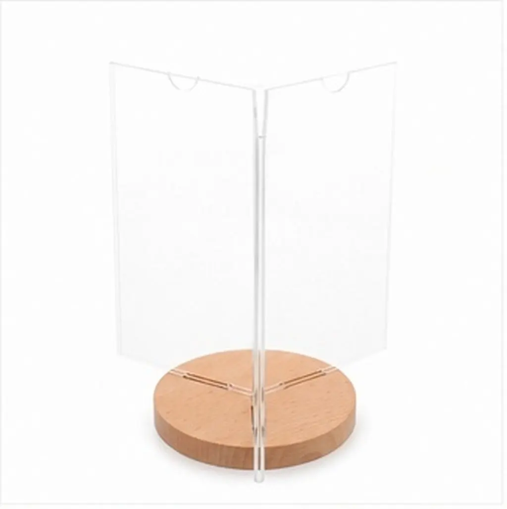 Rotary Menu Stand Acrylic Six-Side Rotatable Desktop Display Stand Stable Base Menu Holder for Restaurant Trade Show Exhibition