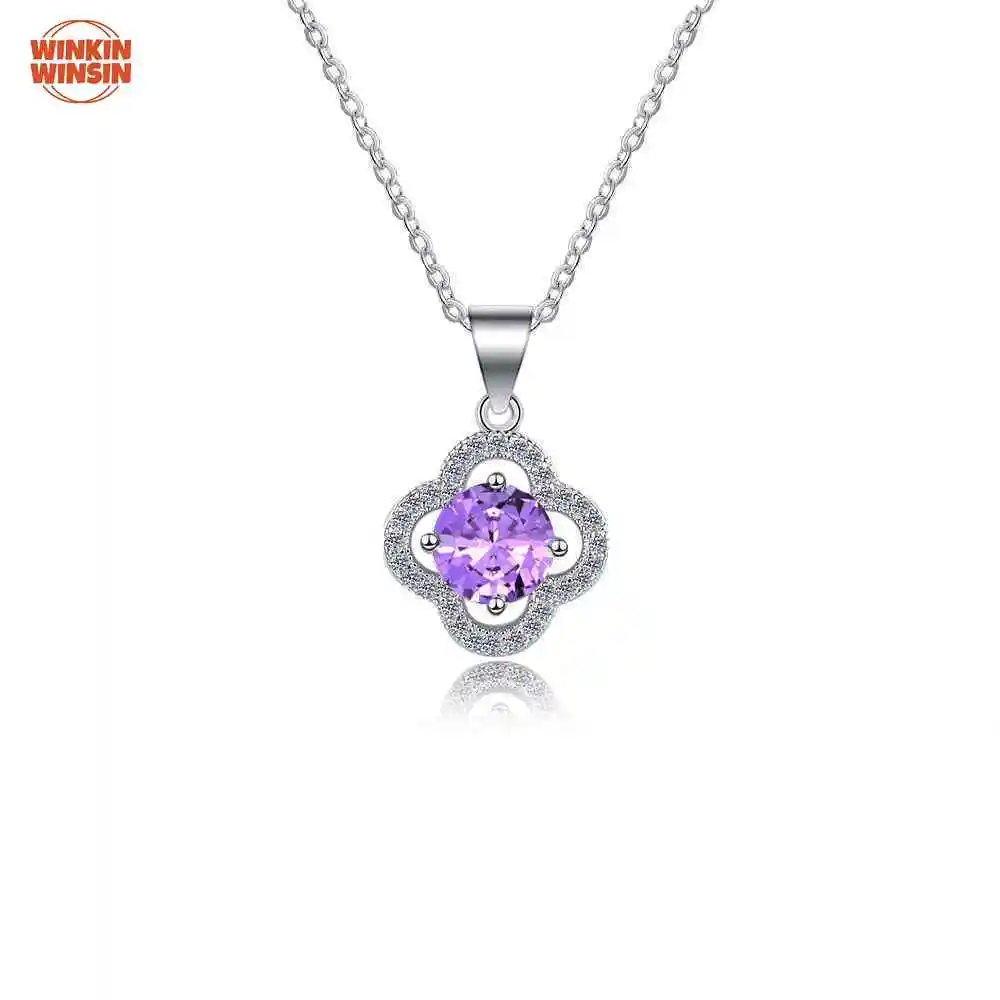 

Winkin Winsin S925 Sterling Silver Clover Moissanite Women's Necklace Pendant with a High End Feel
