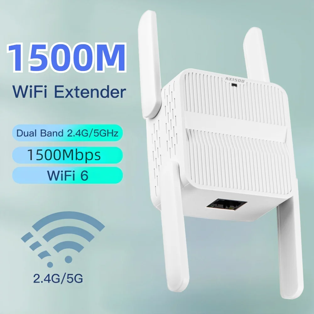 AX1500 WiFi 6 Repeater Signal Booster Dual Band 2.4G 5GHz 802.11AX Wireless Wi Fi Long Range Extender Amplifier AP/Repeater Mode