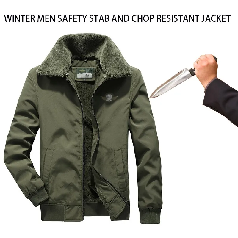 Winter Men Safety Stab Chop Resistant Jacket Warm Plush Invisible Flexible Fbi Swat Policy Tactical Cutting Prevention Clothing