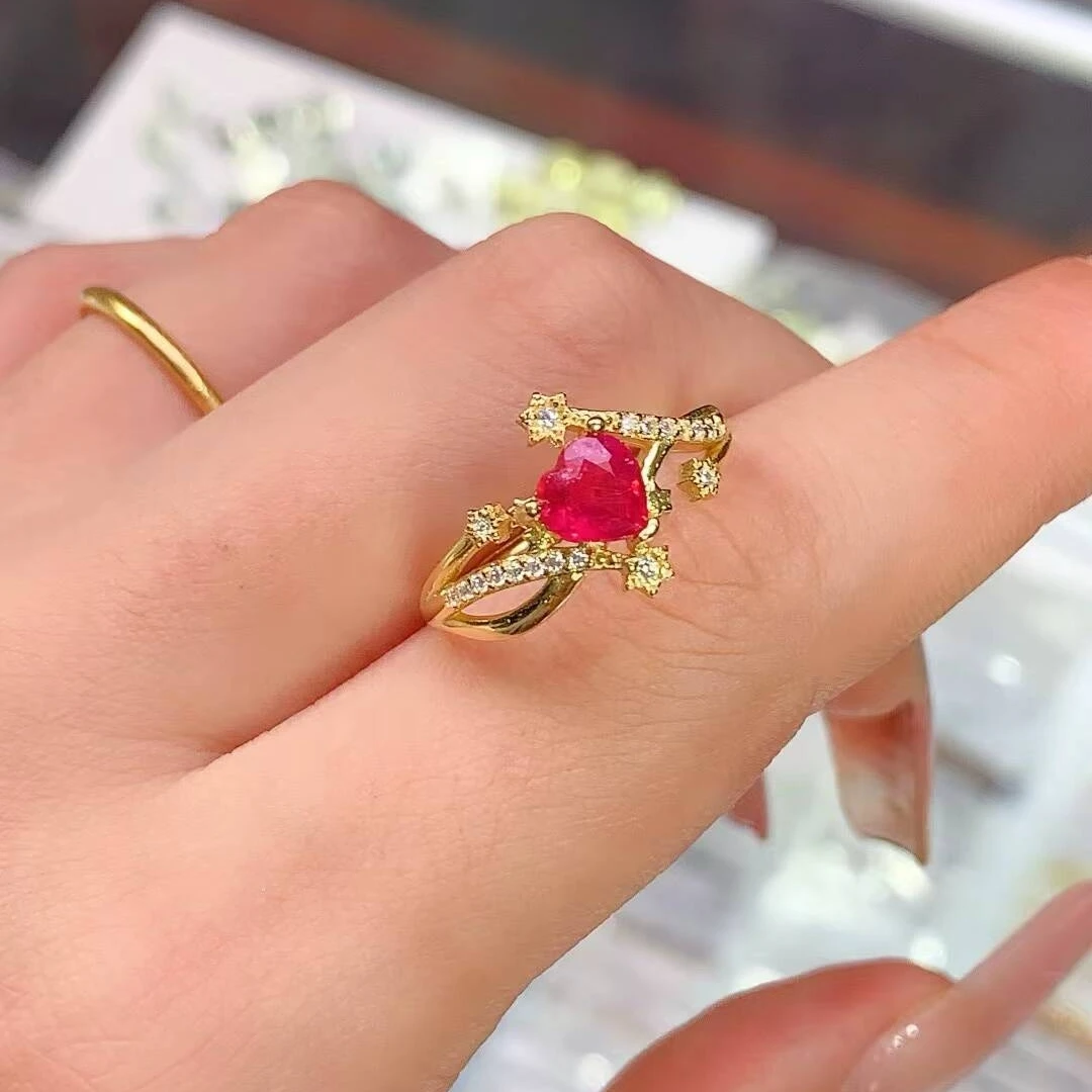 KJJEAXCMY high-grade Jewelry Natural Women's Ruby Ring S925 Silver Colorful and splendid Crystal pure fire flash explosion