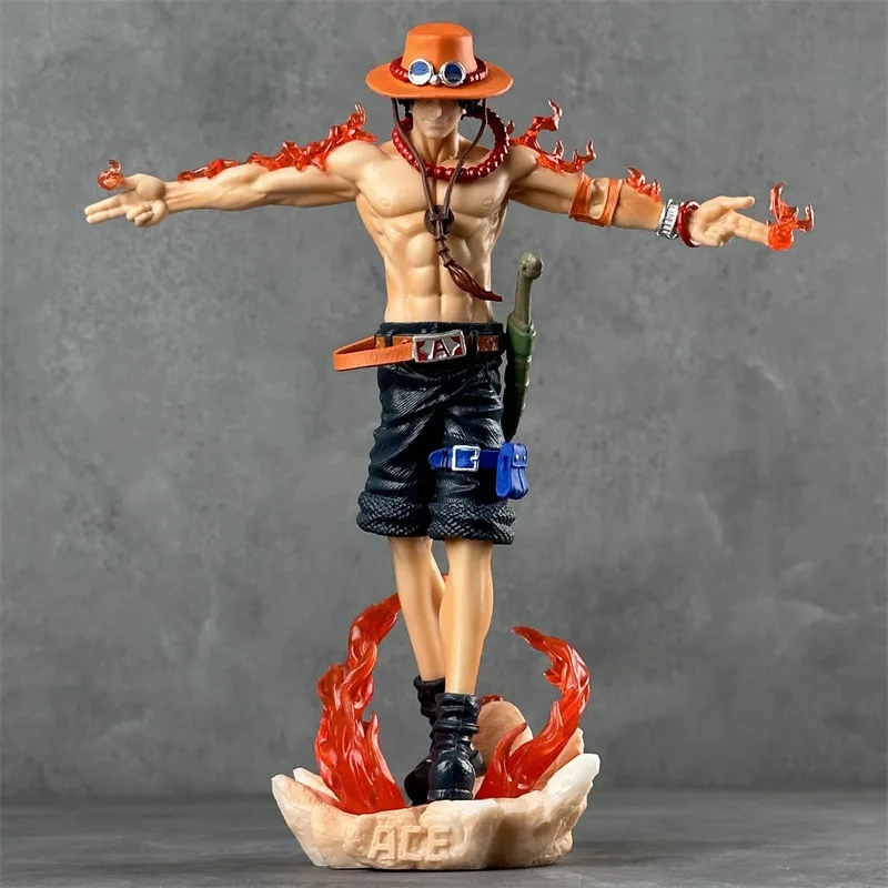 26CM ONE PIECE Figurines Anime Ace Spread Arms Cross Backs Cosmic Resonance PVC Action Figure Collection Model Toys Gifts