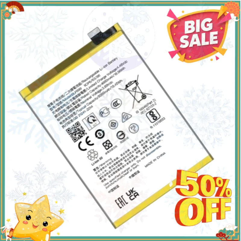SWZY New BLP999 3.89V 5000mAh Battery for OPPO Realme Narzo 60 Pro 5G Battery BLP999 RMX3771 Mobile Phone Battery