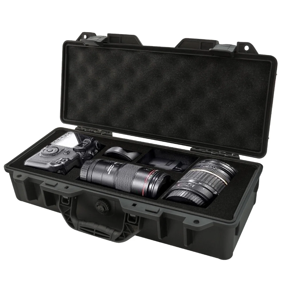 5 أحجام حقيبة حمل صلبة متينة مقاومة للماء والعفن والصدمات - صندوق أدوات داخلي مبطن بالإسفنج مع إغلاق مزلاج آمن