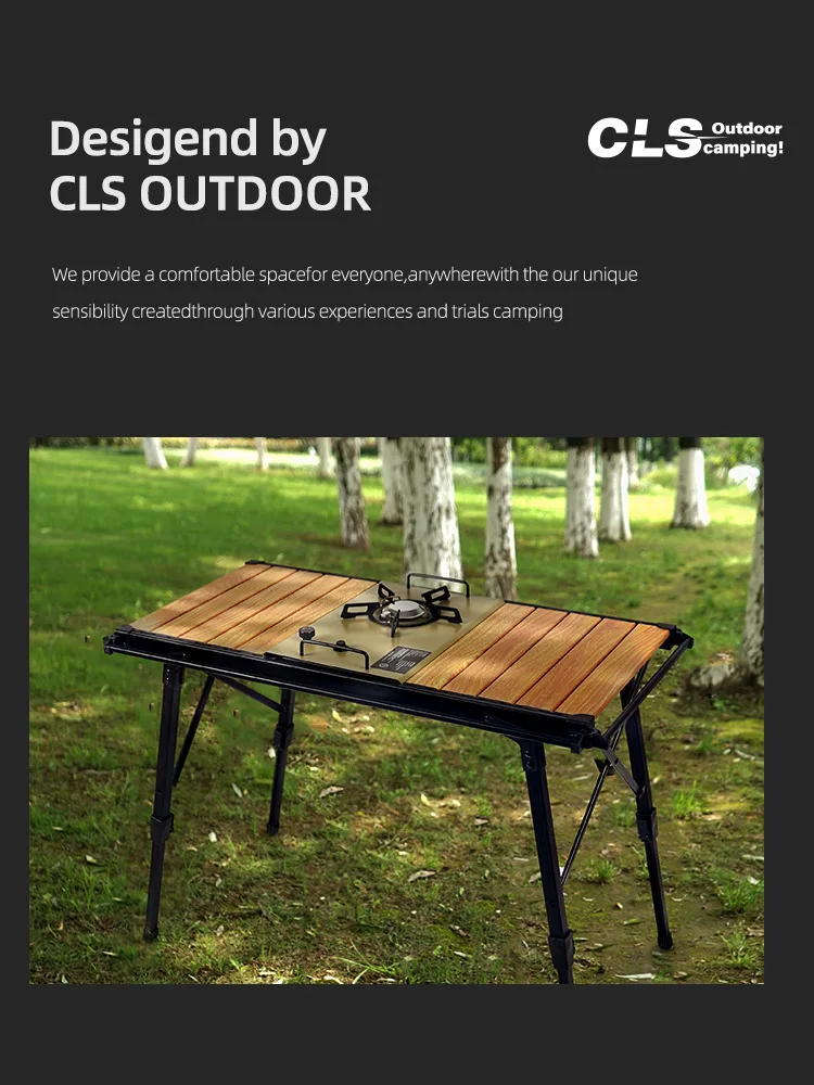 

CLS outdoor folding table camping portable egg roll table picnic barbecue table IGT stove mobile kitchen lifting aluminum plate