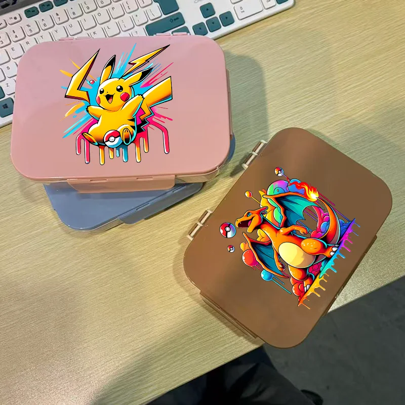 

Ланч-бокс для Poke Mon Charizard, 1200 мл, аниме-контейнер для еды, школьный ланчбокс для пикника, бенто-бокс с ложкой и вилкой