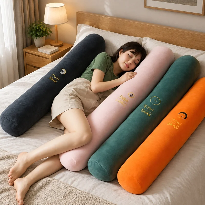 Extended Rectangular Bolster Cushion for Pregnant Women, Ideal for Side Sleeping and Relaxing with Supportive Comfort