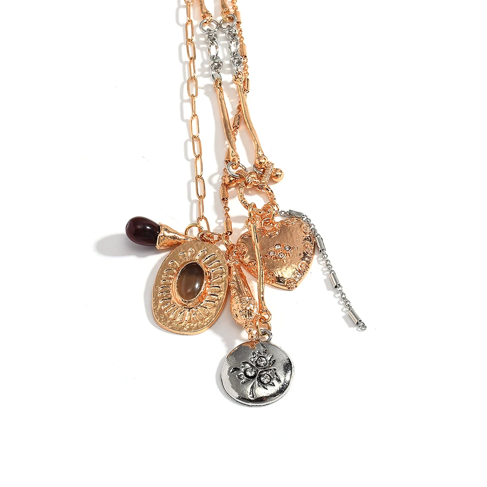 DEEPATIENCE موضة جديدة طبقة مزدوجة قلادة أنيقة العصرية قلادة القلائد للنساء مجوهرات جودة الملحقات بالجملة #6