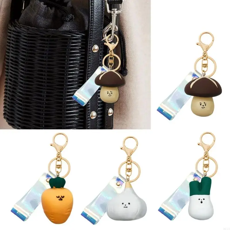 User Friendly Rubber Vegetable Keychain Lightweight Carrot Mushroom Garlic Charm Hanging Pendant For Keys Bags 964A