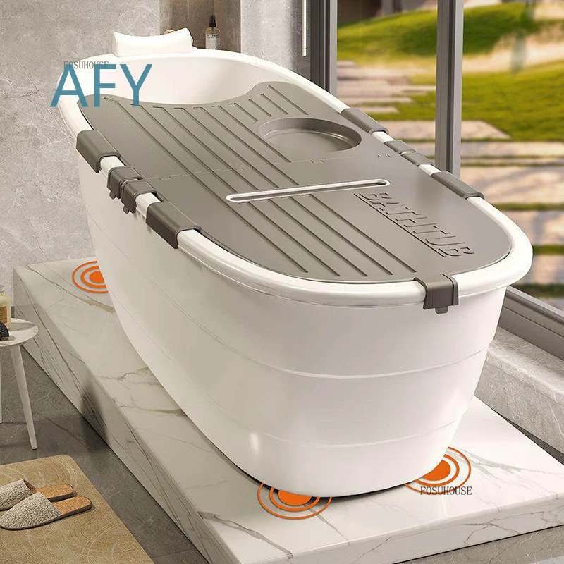 Light Luxury Thickened Bathtub for Adults Full Body Bathing Plastic Bathtub for Bathroom Household Fumigation Tub for Home