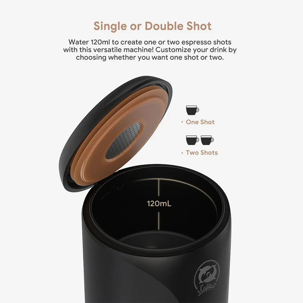 iCafilas Wireless Electric Portable Espresso Coffee Machine for Car & Home Camping Coffee Maker Fit Nespresso Capsule Powder