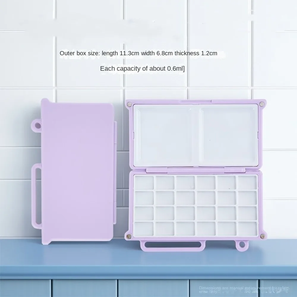 

High-quality Mini Portable Travel Plastic Painting Box Purple Blue Palette Watercolor Paint Subpackage 12/24 Grids Pigment Box